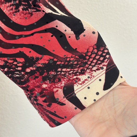 Susan Graver Liquid Knit Animal Print Sequin Tunic Top Large Stretch Mock Neck - Picture 7 of 11